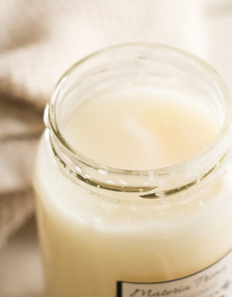 clear glass jar with white liquid